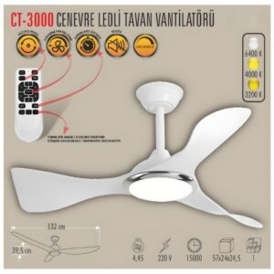 Cata Ct-3000 Cenevre Led Tavan Armatür Vantilatör