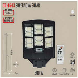 Cata CT-4644 Süpernova 900W Solar Sokak Armatürü (Kumandalı)