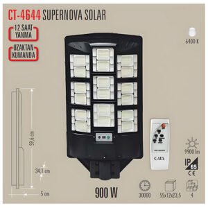 Cata CT-4644 Süpernova 900W Solar Sokak Armatürü (Kumandalı
