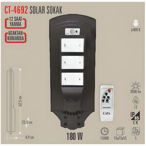 Cata Ct-4640 200W Solar Sokak Armatürü Beyaz